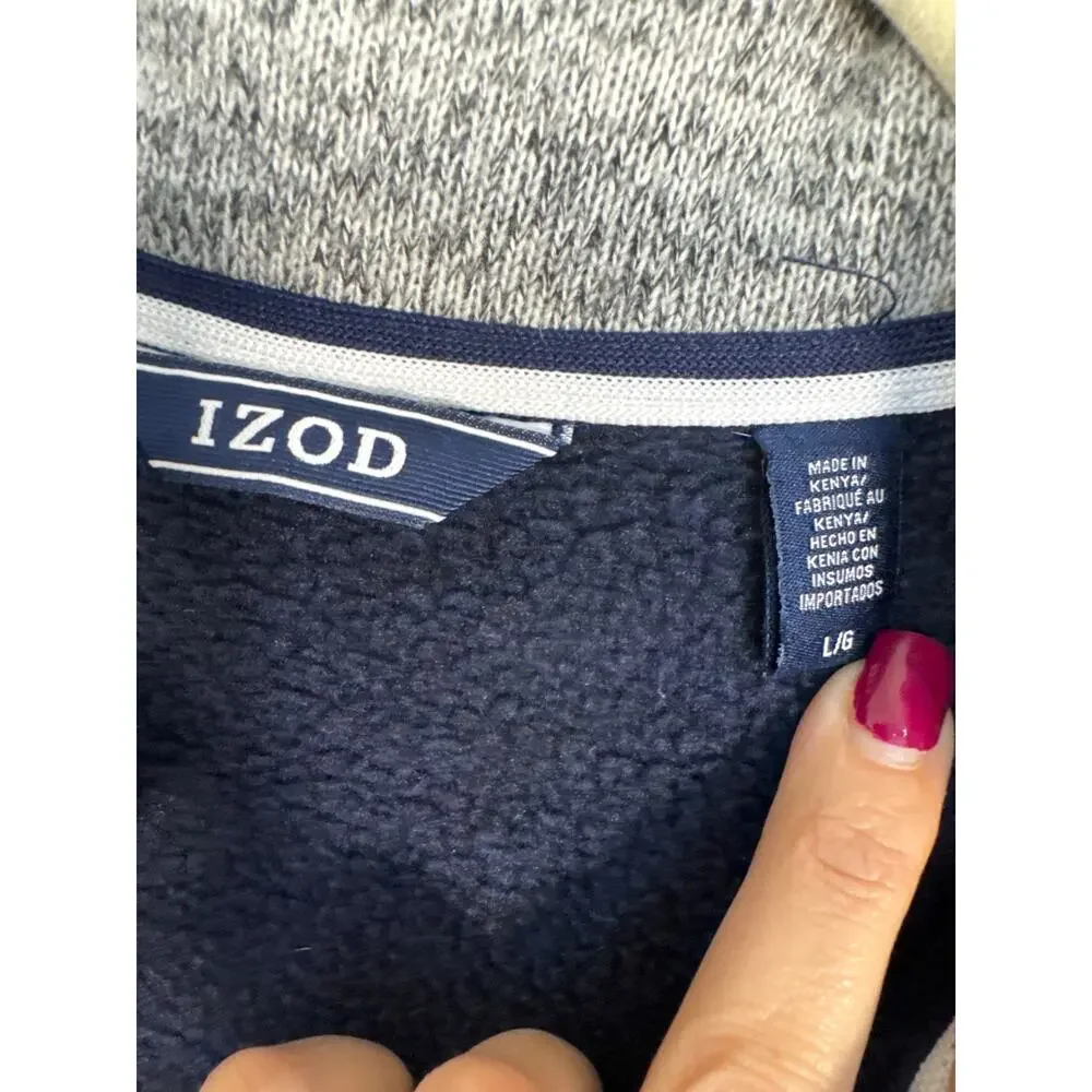 IZOD Men’s Fleece Vest Large Blue Full Zip Sweater Knit Golf